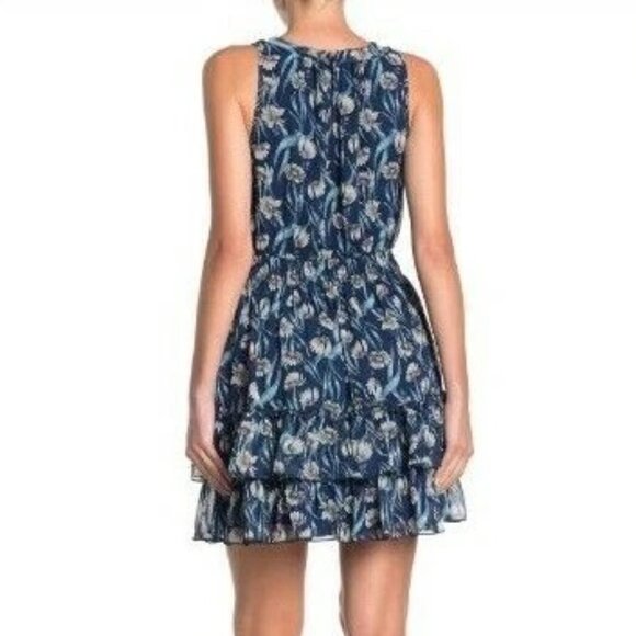 Foxiedox Women's Sleeveless Ruffle Blue Floral Print Dress Size S NWT $135.70 - Picture 4 of 11